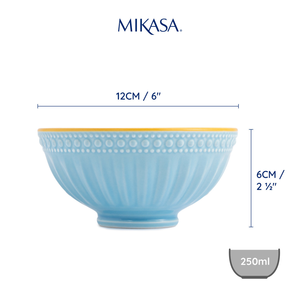 Miska Mikasa 12 cm modro-korálový mozaikový vzor, 250 ml, kamenina7
